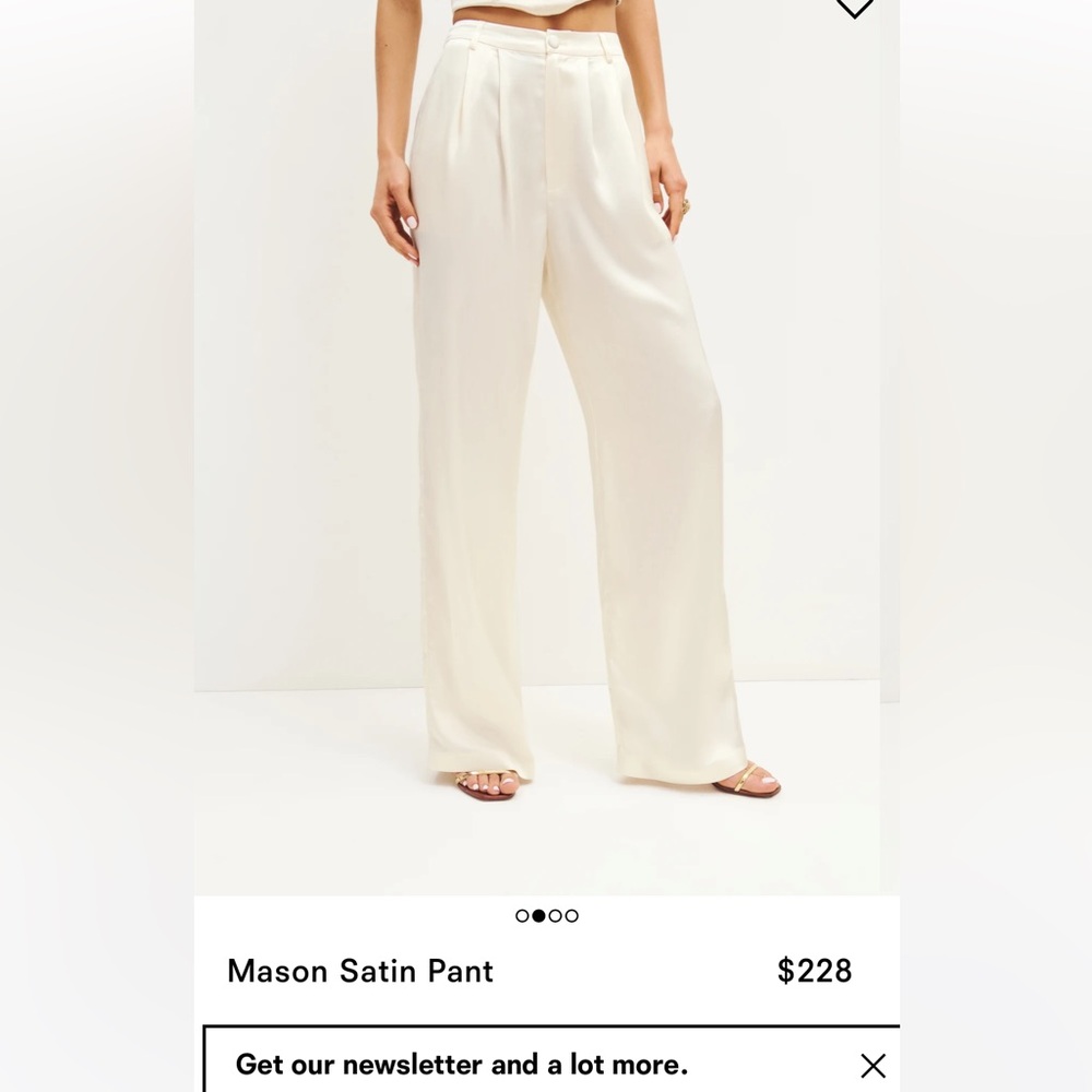 New Reformarion Satin Pant Size 6;